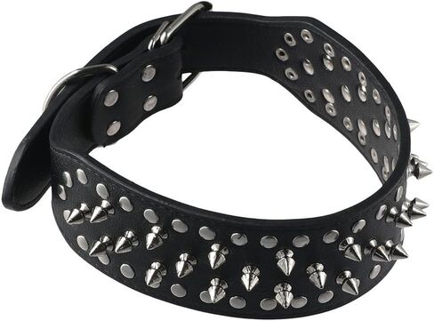 Cat Dog Collars Spike Mushroom Rivet Black Dog Collar Pu Leather Durable Pet Collar in Saudi Arabia