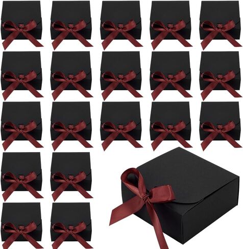 PH PandaHall 24pcs Gift Boxes with Lids Brown Present Box Paper Boxes Square Gift Wrap Boxes with Ribbon for Christmas Halloween Treat Party Wedding Birthday Chocolate, 4.5x4.5x1.9 Inch in Saudi Arabia