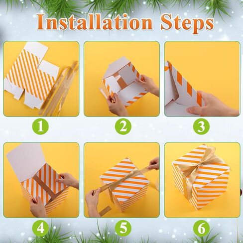 MotiMind 5 Pack Yellow and White Striped Gift Boxes with Lids 7x7x7 Square Gift Box with Ribbons for Wrapping Presents Wedding Bridesmaid Holiday Party Favor Boxes in Saudi Arabia