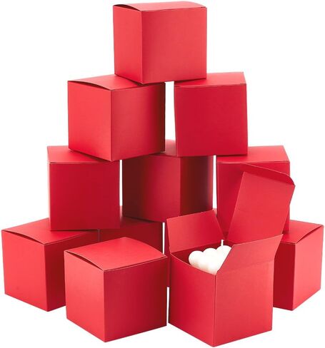 PH PandaHall 30pcs Red Paper Boxes, 3.5 inch Square Gift Packaging Boxes with Lid Jewelry Gift Boxes Square Favor Boxes Small Candy Box for Countdown New Year Valentine Wedding Birthday Party Favor in Saudi Arabia