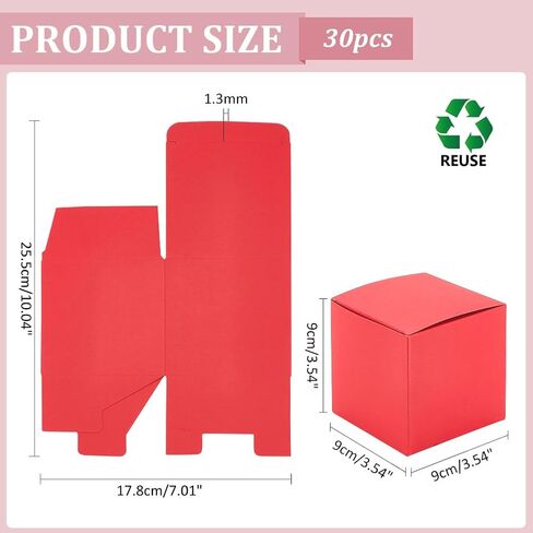 PH PandaHall 30pcs Red Paper Boxes, 3.5 inch Square Gift Packaging Boxes with Lid Jewelry Gift Boxes Square Favor Boxes Small Candy Box for Countdown New Year Valentine Wedding Birthday Party Favor in Saudi Arabia