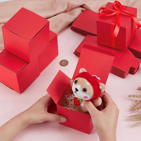 PH PandaHall 30pcs Red Paper Boxes, 3.5 inch Square Gift Packaging Boxes with Lid Jewelry Gift Boxes Square Favor Boxes Small Candy Box for Countdown New Year Valentine Wedding Birthday Party Favor in Saudi Arabia