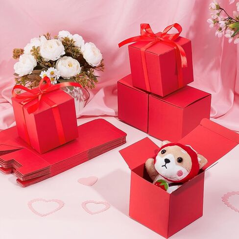PH PandaHall 30pcs Red Paper Boxes, 3.5 inch Square Gift Packaging Boxes with Lid Jewelry Gift Boxes Square Favor Boxes Small Candy Box for Countdown New Year Valentine Wedding Birthday Party Favor in Saudi Arabia