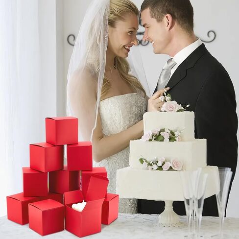 PH PandaHall 30pcs Red Paper Boxes, 3.5 inch Square Gift Packaging Boxes with Lid Jewelry Gift Boxes Square Favor Boxes Small Candy Box for Countdown New Year Valentine Wedding Birthday Party Favor in Saudi Arabia