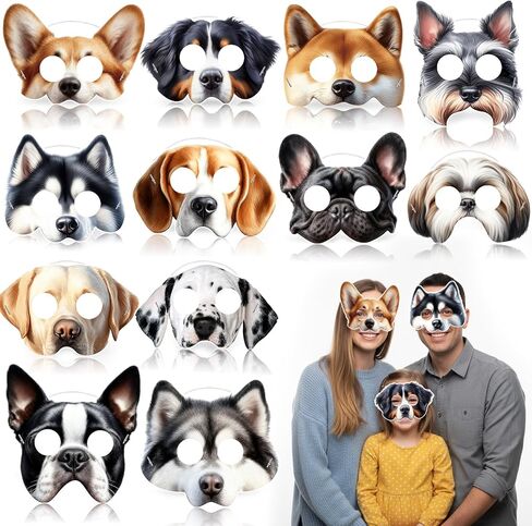 Zhanmai 12 Pcs Dog Party Masks for Kid Funny Soft Animal Masks Puppy Themed Decoration for Pet Costume in Saudi Arabia