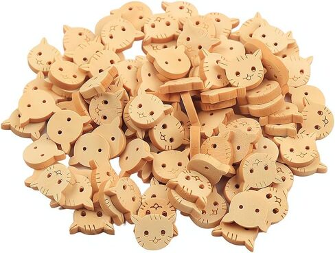 Opexicos 100Pcs Wooden Cat Shaped Buttons 2 Holes Wood Cat Buttons Sewing Knitting Crochet DIY Craft in Saudi Arabia