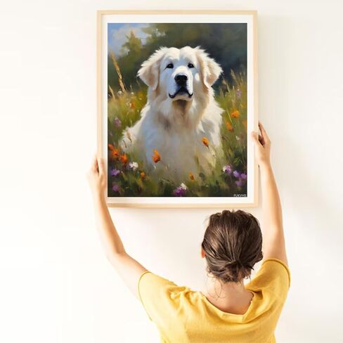 طلاء FUKVHIL بالأرقام، كلب البيرينيه العظيم، مجموعة طلاء زيتي قماشي من Meadow DIY للبالغين المبتدئين، حرفة فنية قماشية مطبوعة مسبقًا للجدار المنزلي 16 × 20 بوصة in Saudi Arabia