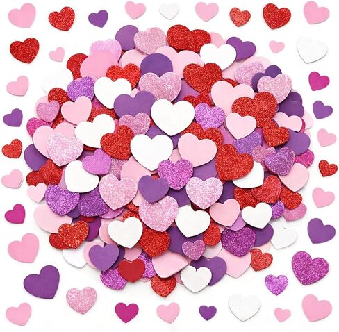 200 PCS Red Pink White Purple Glitter & Plain Foam Heart Stickers, 3 Sizes Self-Adhesive Foam Heart Decorations for Valentine’s Day Crafts, Classroom Projects, DIY Cardmaking, Gift Bags & Scrapbooking in Saudi Arabia