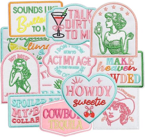 12 قطعة من رقعات الشرب للفتيات الغربيات، عبارة Howdy Pink Tequila Cowboys Cowgirls عبارة مطرزة للملابس، رقعات مخصصة للفتيات، والقبعات، والجينز، والسترات، والحقائب، وحقائب الظهر، والفستان in Saudi Arabia