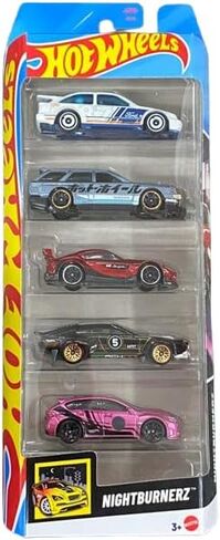 Hot Wheels Nightburnerz Diecast Cars, 5-Pack Collection, 1:64 Scale, Sierra, Maxima, Supra, Veloce, WRX in Saudi Arabia