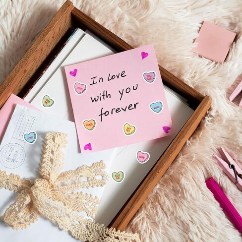 JarThenaAMCS 2500Pcs Mini Heart Valentine's Day Stickers Candy Conversation Heart Paper Decals Teacher Reward Stickers for Envelope Card Craft Scrapbook Decor in Saudi Arabia