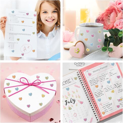 JarThenaAMCS 2500Pcs Mini Heart Valentine's Day Stickers Candy Conversation Heart Paper Decals Teacher Reward Stickers for Envelope Card Craft Scrapbook Decor in Saudi Arabia