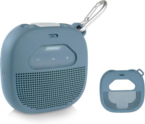 حافظة واقية لمكبر صوت Bose SoundLink Micro Bluetooth من WGear، تصميم مميز مع جيب شبكي للكابل والملحقات الأخرى، حزام مرن لتأمين الجهاز (جراب أزرق حجري) in Saudi Arabia