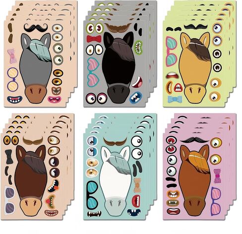 36 Sheet Make a face Stickers for Kids, Boys Kids Birthday Party Favors Goodie Bag Stuffers (Horse) in Saudi Arabia