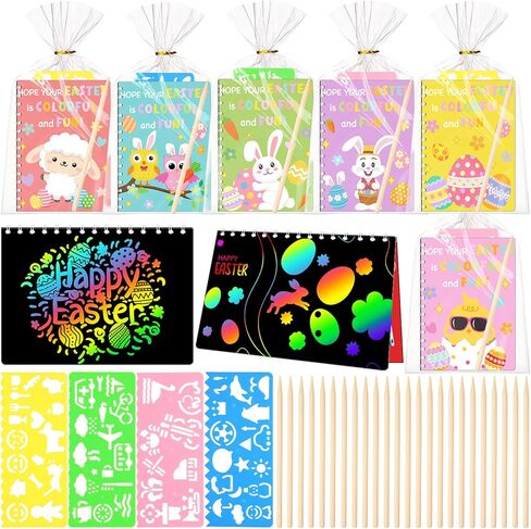 24 Pack Valentine's Day Party Gifts Bulk for Kids, Rainbow Scratchs Notebook Art Bulk for Kids Classroom Valentine Scratch Craft Party Favors Goodie Bag Stuffers School Teacher Prizes Toy in Saudi Arabia