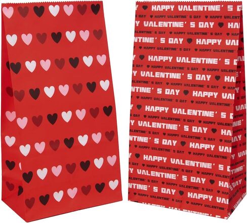Picatu 30 Pcs Valentines Day Gift Bags for Kids Classroom Exchange Presents or Goodie,Paper Valentines Bags for Him or Her,Paper Treat Sacks for Valentines in Saudi Arabia