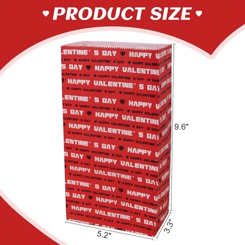 Picatu 30 Pcs Valentines Day Gift Bags for Kids Classroom Exchange Presents or Goodie,Paper Valentines Bags for Him or Her,Paper Treat Sacks for Valentines in Saudi Arabia