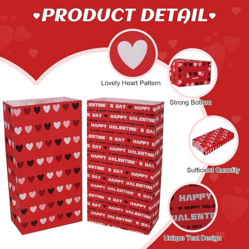 Picatu 30 Pcs Valentines Day Gift Bags for Kids Classroom Exchange Presents or Goodie,Paper Valentines Bags for Him or Her,Paper Treat Sacks for Valentines in Saudi Arabia