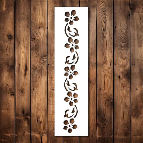 Flower Border Stencil Template - Reusable Flower Decorative Stencils for Painting on Wood, Glass, Wall Rock, Walls, Canvas, Glassware, Spray Painting, Airbrushing, Wall Painting (2.5x10 Inch) in Saudi Arabia