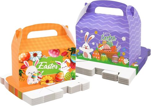 DERZIFUN 30 عبوة من صناديق هدايا عيد الفصح بمقبض، 6.5 بوصة × 3.5 بوصة × 6.5 بوصة، صناديق الجملون لتفضلات الحفلات، والحلوى، والحلويات، وديكورات عيد الفصح in Kuwait