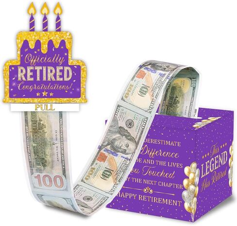 Retirement Purple and Golden Money Gift Box, Retired Money Pull Box for Women in Kuwait
