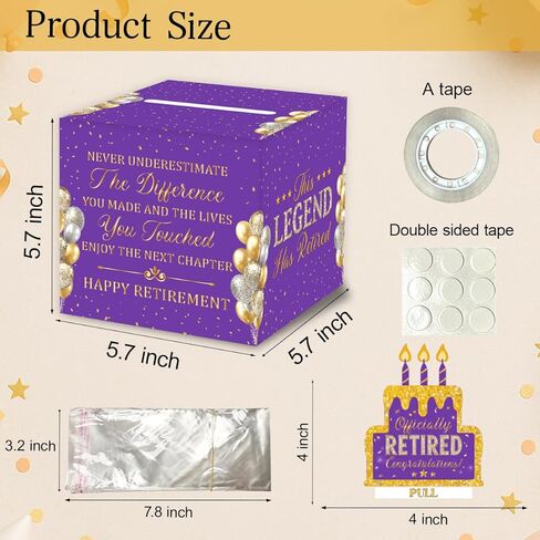 Retirement Purple and Golden Money Gift Box, Retired Money Pull Box for Women in Kuwait