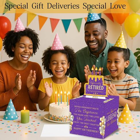 Retirement Purple and Golden Money Gift Box, Retired Money Pull Box for Women in Kuwait