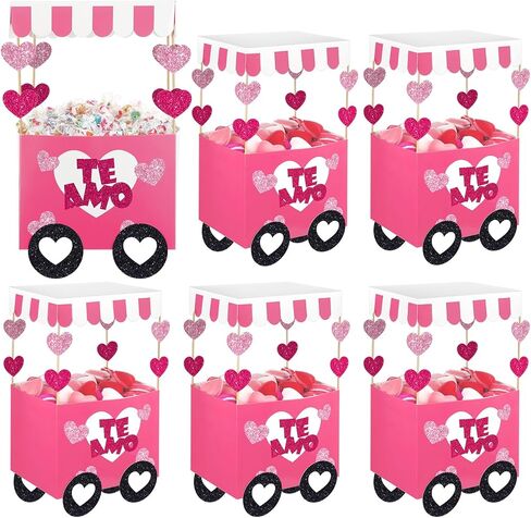 Mooliwe 6 Pack Spanish Valentine Party Favors Te Amo San Valentín Treat Boxes DIY Spanish Valentines Goodie Bags for Adults Birthday Party Supplies in Saudi Arabia