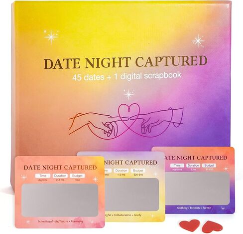 Romantic Valentines Day Gifts For Her Him - Date Night Captured 45 Scratch Off Cards Date Night Ideas For Couples With Digital Scrapbook - Anniversary Wedding Gift For Men Women Husband Wife in Saudi Arabia