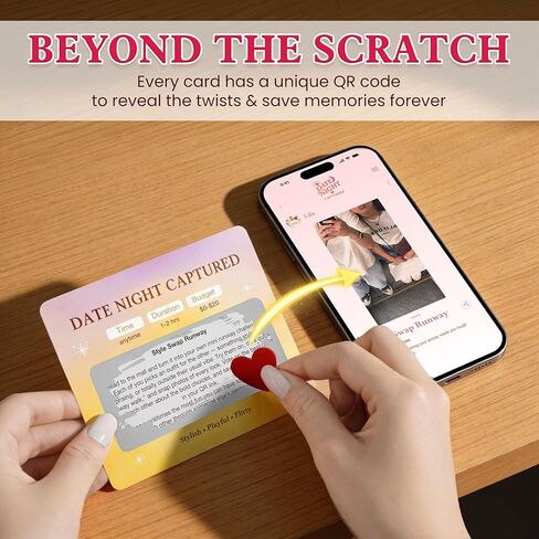 Romantic Valentines Day Gifts For Her Him - Date Night Captured 45 Scratch Off Cards Date Night Ideas For Couples With Digital Scrapbook - Anniversary Wedding Gift For Men Women Husband Wife in Saudi Arabia