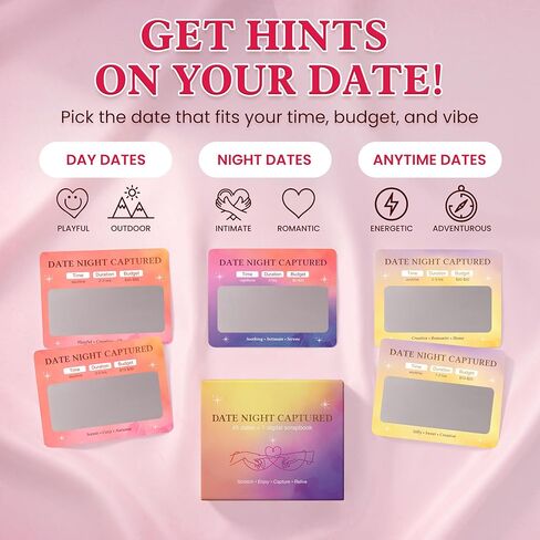 Romantic Valentines Day Gifts For Her Him - Date Night Captured 45 Scratch Off Cards Date Night Ideas For Couples With Digital Scrapbook - Anniversary Wedding Gift For Men Women Husband Wife in Saudi Arabia