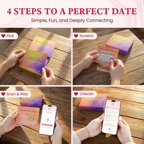 Romantic Valentines Day Gifts For Her Him - Date Night Captured 45 Scratch Off Cards Date Night Ideas For Couples With Digital Scrapbook - Anniversary Wedding Gift For Men Women Husband Wife in Saudi Arabia