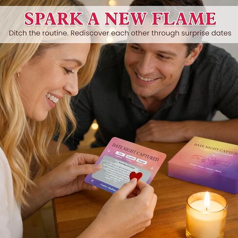 Romantic Valentines Day Gifts For Her Him - Date Night Captured 45 Scratch Off Cards Date Night Ideas For Couples With Digital Scrapbook - Anniversary Wedding Gift For Men Women Husband Wife in Saudi Arabia