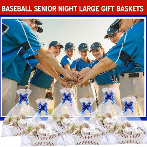 Kolldenn 6 Set Baseball Basket for Gifts Empty Sports Senior Night Basket with Handles and Ribbons Empty Storage Box for Sport Party Favor Holiday Gift Packaging in Saudi Arabia