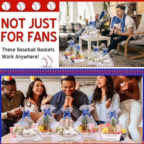 Kolldenn 6 Set Baseball Basket for Gifts Empty Sports Senior Night Basket with Handles and Ribbons Empty Storage Box for Sport Party Favor Holiday Gift Packaging in Saudi Arabia