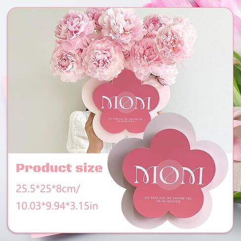 BASEMMAHER 3Pcs Mother's Day Floral Gift Bags Flower Shaped Bouquet Wrapping Paper Bag Floral Boxes Packaging Bouquet Multifunctional Gift Box for Happy Mother's Day Birthday Party Supplies in Saudi Arabia