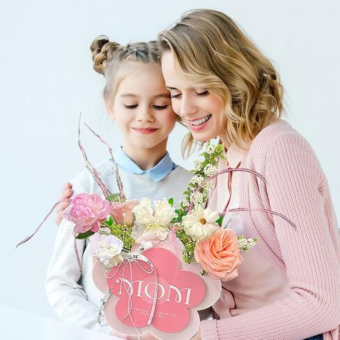 BASEMMAHER 3Pcs Mother's Day Floral Gift Bags Flower Shaped Bouquet Wrapping Paper Bag Floral Boxes Packaging Bouquet Multifunctional Gift Box for Happy Mother's Day Birthday Party Supplies in Saudi Arabia