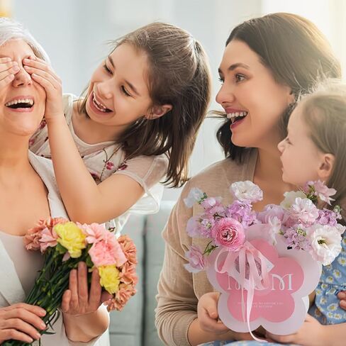 BASEMMAHER 3Pcs Mother's Day Floral Gift Bags Flower Shaped Bouquet Wrapping Paper Bag Floral Boxes Packaging Bouquet Multifunctional Gift Box for Happy Mother's Day Birthday Party Supplies in Saudi Arabia