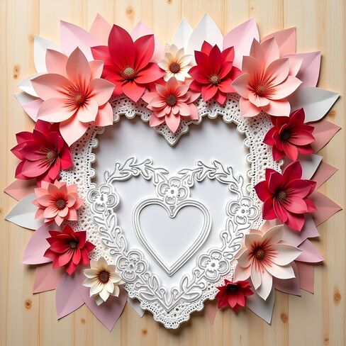 Heart Cutting Dies Flowers Lace Metal Die Cuts Love Frame Embossing Stencils Templates for Scrapbooking Card Making DIY Crafts Decor Card Making Accessories Scrapbooking Die-Cuts and Embossing in Saudi Arabia