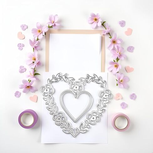 Heart Cutting Dies Flowers Lace Metal Die Cuts Love Frame Embossing Stencils Templates for Scrapbooking Card Making DIY Crafts Decor Card Making Accessories Scrapbooking Die-Cuts and Embossing in Saudi Arabia
