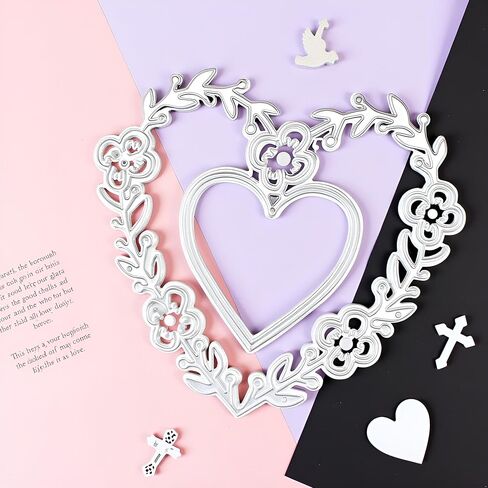 Heart Cutting Dies Flowers Lace Metal Die Cuts Love Frame Embossing Stencils Templates for Scrapbooking Card Making DIY Crafts Decor Card Making Accessories Scrapbooking Die-Cuts and Embossing in Saudi Arabia