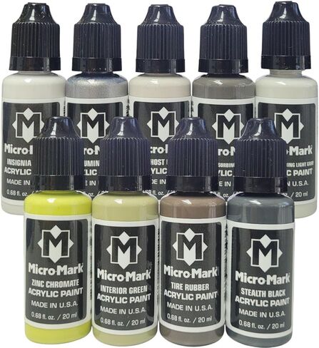 Micro-Mark USAF Sky Camo Essential Acrylic Paint Set, 9 Colors, 1950-Modern Military Aircraft Finishes, Made in USA, 0.68 fl oz Bottles in Saudi Arabia