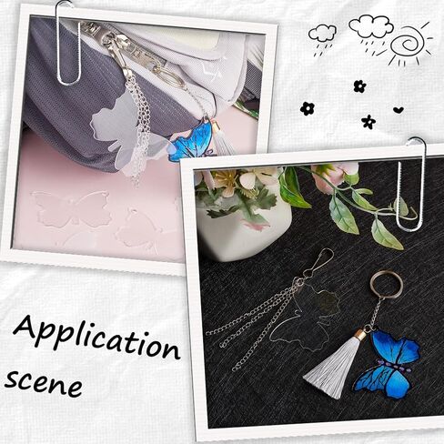 SUNNYCLUE 1 صندوق 40 قطعة من سلسلة المفاتيح الأكريليك الفراغات الحلي سلاسل مفاتيح الفراشة الفارغة مع فتحة حرفية لحفلة عيد الفصح والحشرات الشفافة والفراشات لصنع المجوهرات والسحر سلسلة مفاتيح مخصصة لمشاريع الفينيل in Kuwait