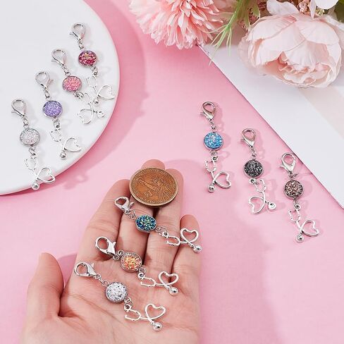 MAYJOYDIY 10Pcs Nurse Stethoscope Keychains Colorful Shine Stethoscope Pendants Doctor Nurses Charms Pendant Badge Reel Charm for Purse Handbags Gifts in Saudi Arabia
