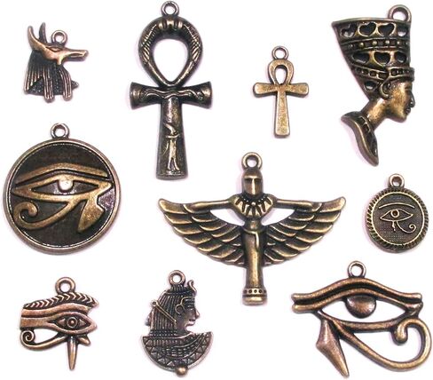 10pcs Antiqued Bronze Egyptian Charms – Ankh, Eye of Ra, Cleopatra, Isis, Anubis – Jewelry Making and Craft Supplies in Saudi Arabia