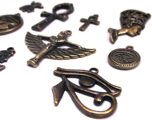 10pcs Antiqued Bronze Egyptian Charms – Ankh, Eye of Ra, Cleopatra, Isis, Anubis – Jewelry Making and Craft Supplies in Saudi Arabia