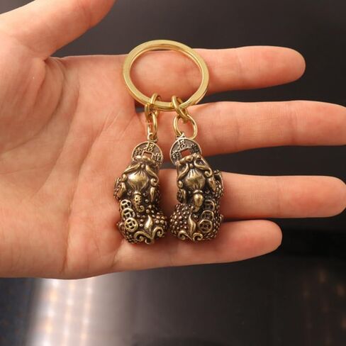 Healifty Pixiu Keychain Pendant - Antique Brass Chinese Feng Shui Charm for Good Luck and Wealth Perfect for Keychains Bags and Diy Crafts - 2Pcs in Saudi Arabia