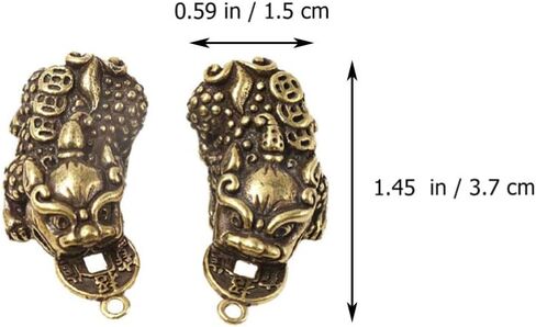 Healifty Pixiu Keychain Pendant - Antique Brass Chinese Feng Shui Charm for Good Luck and Wealth Perfect for Keychains Bags and Diy Crafts - 2Pcs in Saudi Arabia