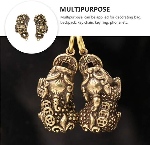 Healifty Pixiu Keychain Pendant - Antique Brass Chinese Feng Shui Charm for Good Luck and Wealth Perfect for Keychains Bags and Diy Crafts - 2Pcs in Saudi Arabia