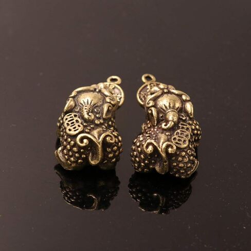 Healifty Pixiu Keychain Pendant - Antique Brass Chinese Feng Shui Charm for Good Luck and Wealth Perfect for Keychains Bags and Diy Crafts - 2Pcs in Saudi Arabia